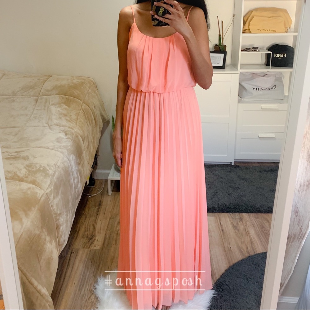 B Smart Peach Pleated Maxi Dress
